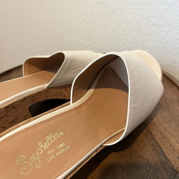 Seychelles Ivory Cork One Of A Kind Block Heel Slide Sandals Women's Size 9 - Picture 7 of 9